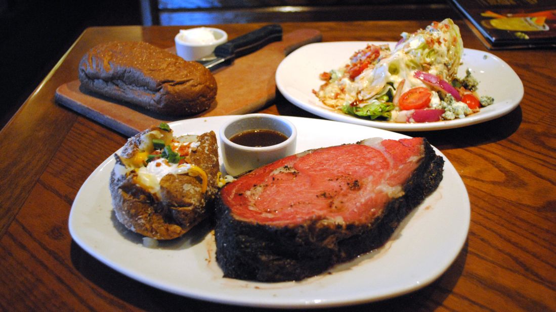 Outback Steakhouse's Herb Prime Rib is 2,404 calories -- the nutritional equivalent of having ordered three 10 oz. ribeye steaks and three sides of garlic mashed potatoes at the same restaurant.