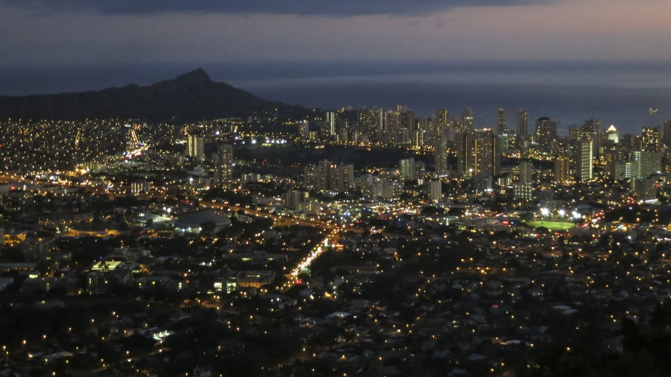 A shot overlooking Hawaii's capital city of Honolulu. 