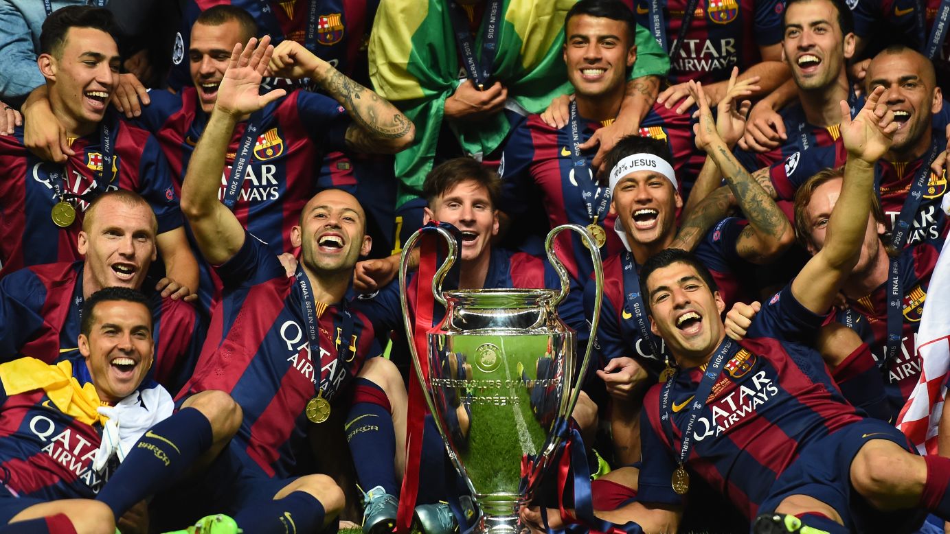 Barcelona players celebrate after they defeated Juventus 3-1 in the <a href="http://www.cnn.com/2015/06/06/football/champions-league-juventus-barcelona/index.html" target="_blank">UEFA Champions League final</a> on Saturday, June 6. It is the fifth time in history that the Spanish club has been crowned kings of European soccer.