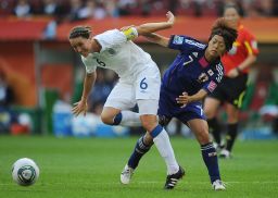 Casey Stoney in action against Japan at the 2011 World Cup.