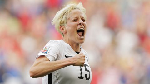 Megan Rapinoe of the United States celebrates June 8 after scoring the first goal against Australia in Winnipeg. Rapinoe scored twice in the match as the Americans won 3-1.