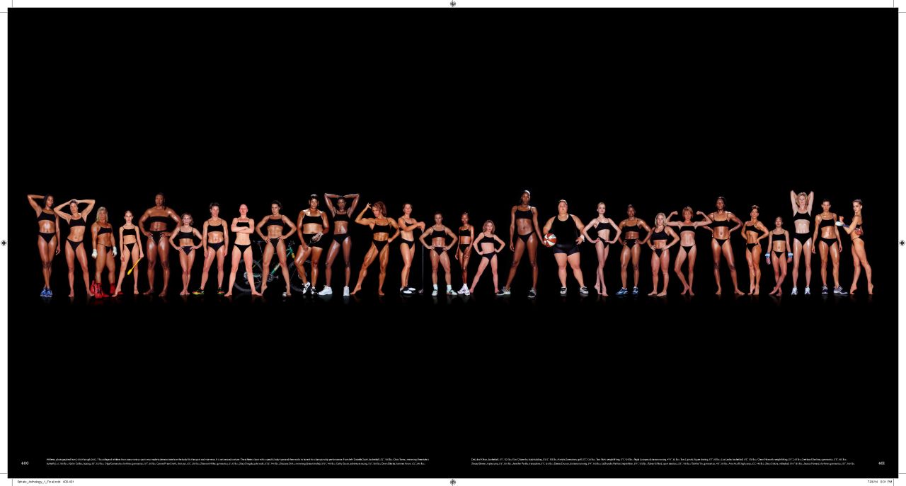 "For me, the main thing is the joy in the journey, in the making of the picture," said Schatz.<br />"It's the treasure hunt and the yearning to discover and see what I haven't seen before."<br />This collage of female athletes from many different sports demonstrates how the body fits the sport -- and vice versa. 