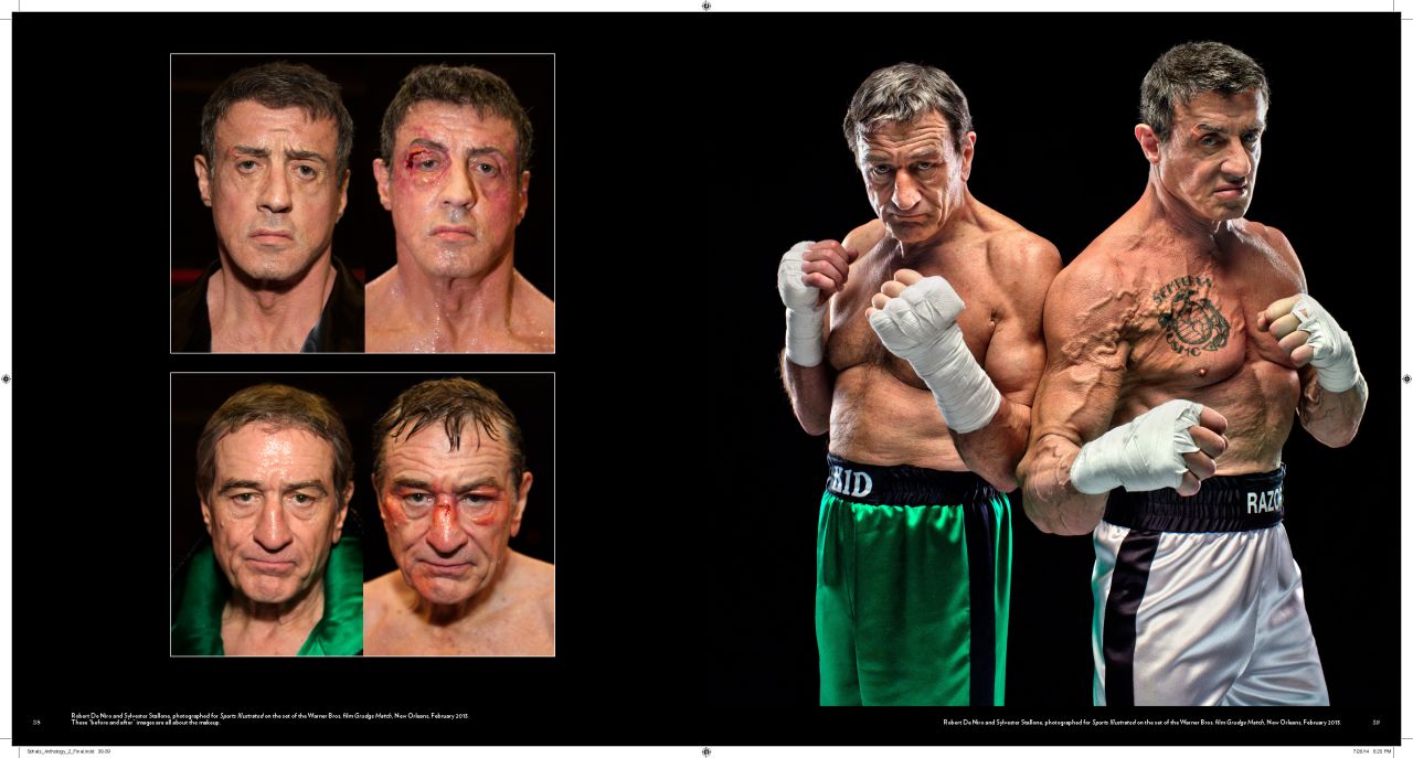 No, your eyes aren't deceiving you, that is Robert De Niro and Sylvester Stallone as two bloodied and bruised boxers.<br />The remarkable images were taken as part of a special series documenting their 2013 film, "The Grudge Match."