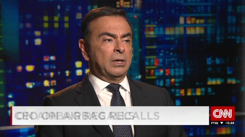 Nissan CEO Reacts To Takata Airbag Recalls | CNN Business