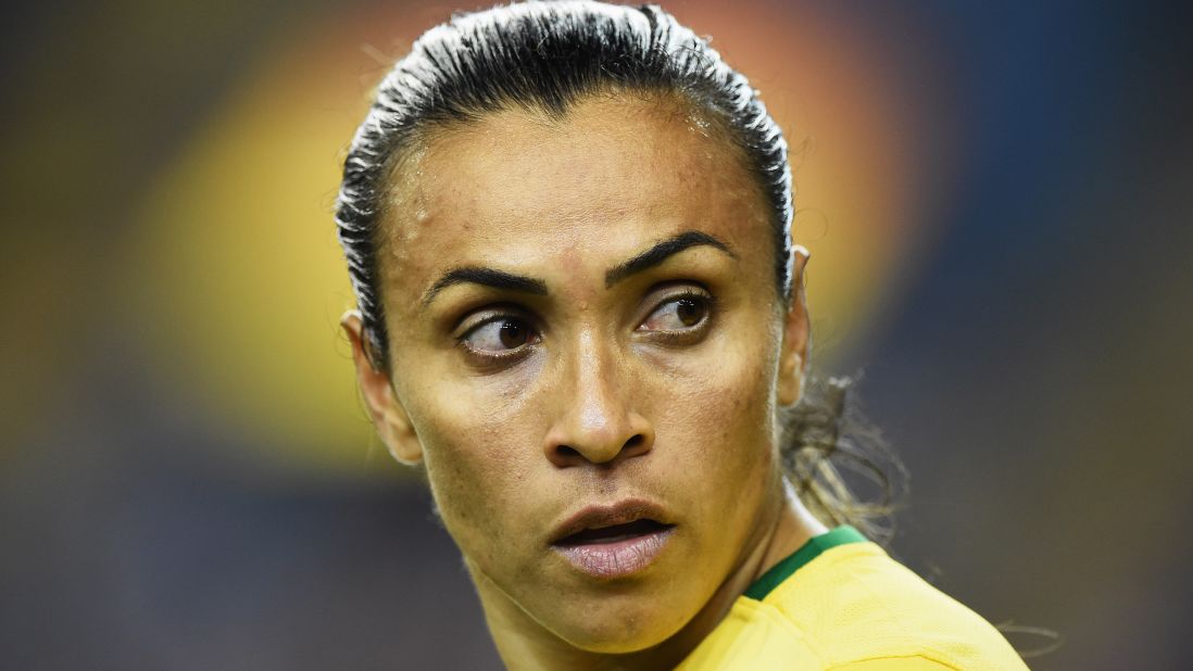 Marta looks on during the game. 