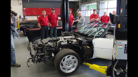 The restoration took place at a facility in Warren, Michigan. Cosmetic restoration began after experts were able to repair structural damage and get the car up and running. 
