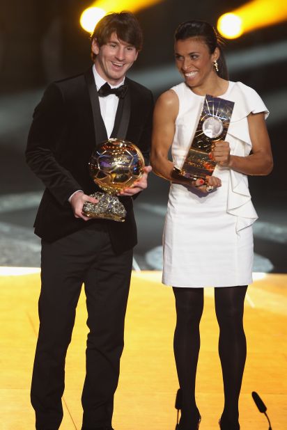 The Brazilian has won five World Player of the Year awards. Her last one came in 2010 when she was presented with the trophy alongside Lionel Messi.