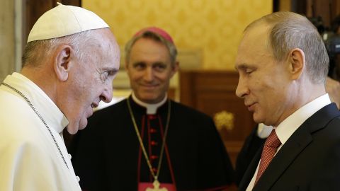 Pope Francis meets Russian President Vladimir Putin at the Vatican.