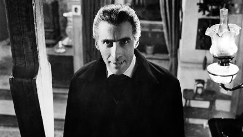 In 1958, Lee first plays the vampire Count Dracula in "Horror of Dracula."