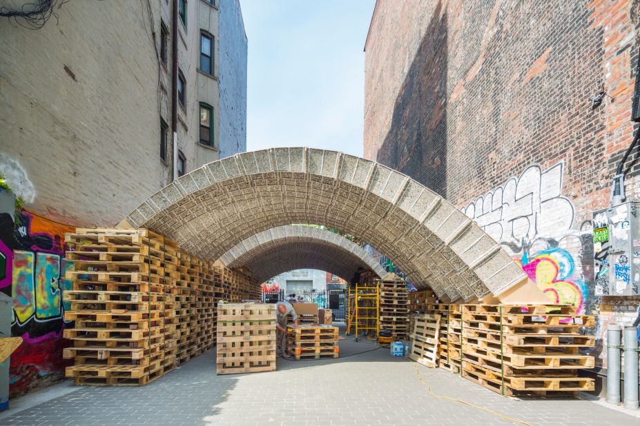 Teams at the Future Cities Laboratory at ETH Zurich are exploring other uses for city waste as materials for construction. Pictured here, a pavilion built for the Ideas City Festival 2015 in New York, USA. Similar concepts are being explored for Singapore.