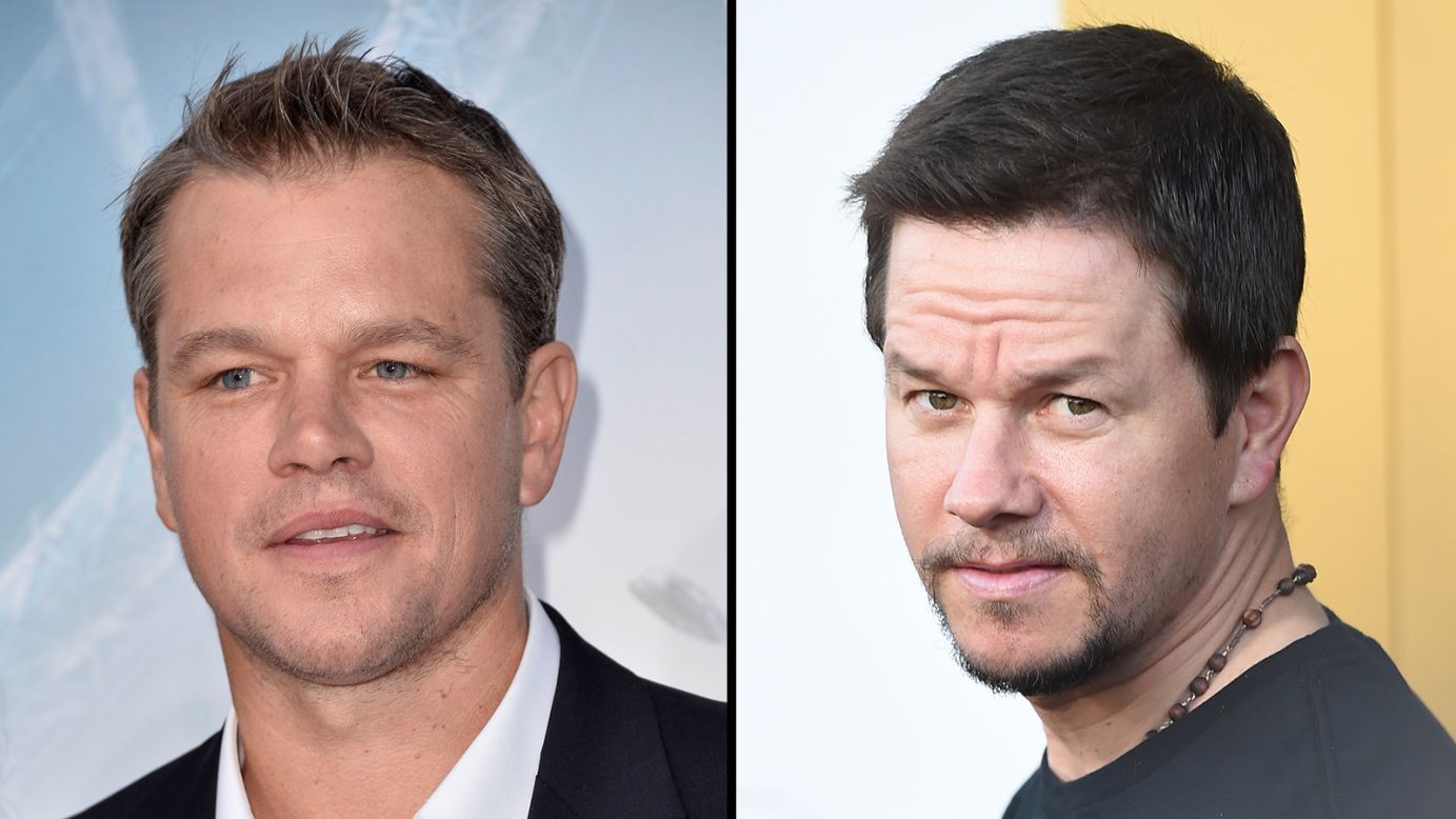Matt Damon, left, and Mark Wahlberg both grew up around Boston and have played up Southie accents for film roles. 