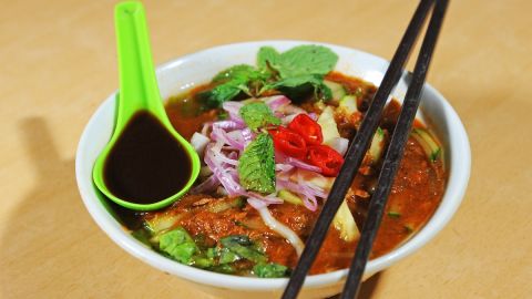 A staple of Malaysian cuisine, laksa comes in multiple forms. For anyone who enjoys a taste of the volcanic kind, this spicy noodle soup can get you there in its curry form. Some like it with fish, others prawns. In Penang's asam laksa, tamarind features heavily ("asam" is Malay for tamarind) to create a spicy-sour fish broth. 