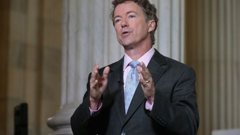 U.S. Sen. Rand Paul (R-KY) does a live interview with FOX News in the Russell Senate Office Building rotunda on Capitol Hill June 1, 2015 in Washington, D.C.