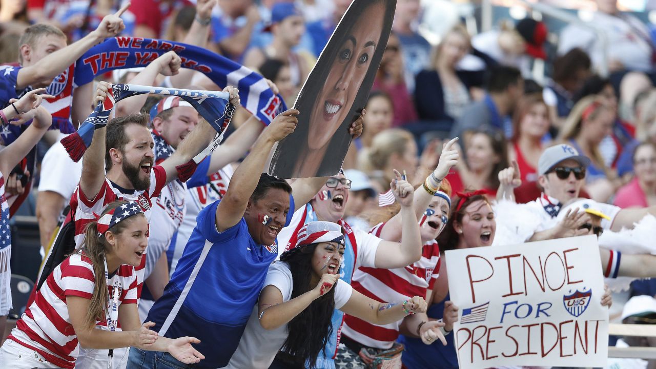 U.S. supporters cheer their team during the Sweden match.