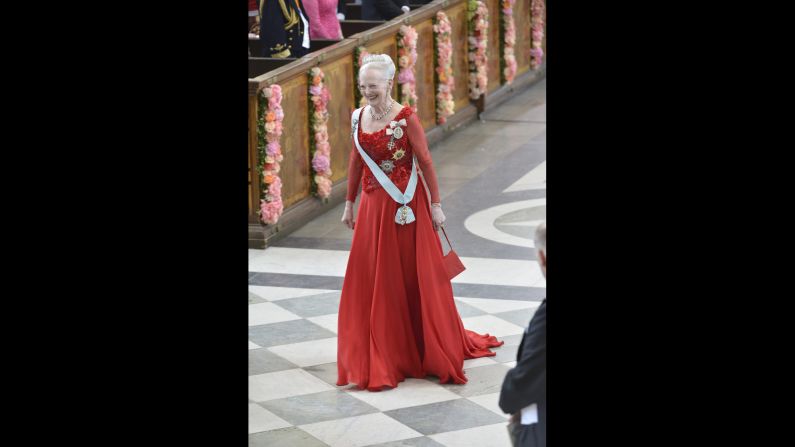 Queen Margrethe II of Denmark arrives.