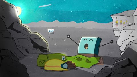 Philae wakes up! Mission managers posted this cartoon of the lander yawning after it came out of hibernation on June 13, 2015. They also sent a series of tweets between the lander and its mothership, Rosetta.