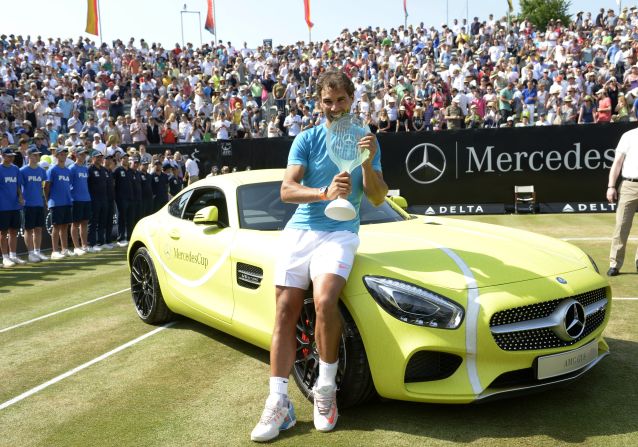 Nadal's win at the ATP Mercedes Cup tennis tournament in Stuttgart, Germany, on June 14, 2015 represented his first win on a grass court tournament since his Wimbledon victory in 2010. 