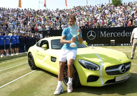 Top-10 players find tour life to be more comfortable. Rafael Nadal posed with his prize, a $160,000 Mercedes AMG GT S, after winning a tournament in Stuttgart, Germany in June 2015. "It's not a Kia, but it's still good," he joked. Nadal has been sponsored by the Korean car maker for 10 years. 