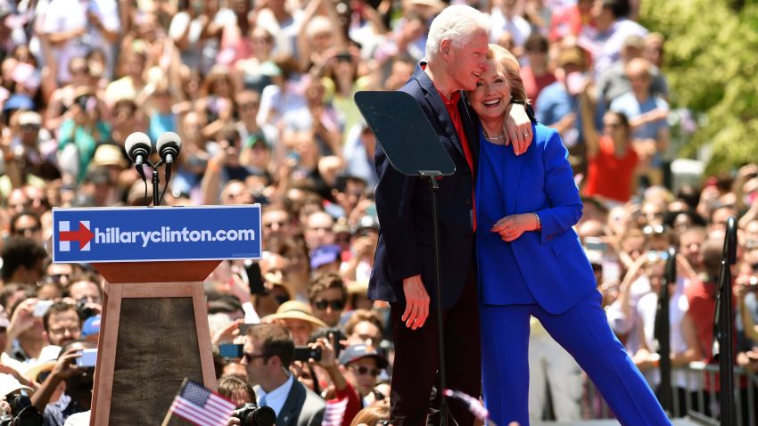 Hillary and Bill Clinton and Clinton campaign launch June 13, 2015