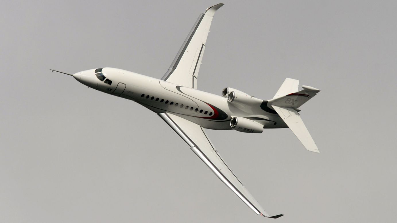 The long-range Dassault Falcon 8X private jet was making its Paris debut. The prototype first took to the sky earlier this year and has yet to begin rolling off the production line. 