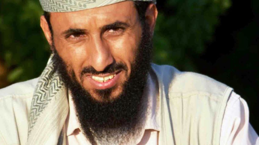 Al-Qaeda in the Arabian Peninsula (AQAP) chief Nasser al-Wuhayshi is pictured in the militant stronghold town of Jaar, in the southern Abyan province, on April 28, 2012. Al-Qaeda freed on April 29 dozens of soldiers  captured in battles in southern Yemen, as three suspected militants were killed in an air strike in the north of the country, local and security sources said. AFP PHOTO/STR        (Photo credit should read -/AFP/GettyImages)