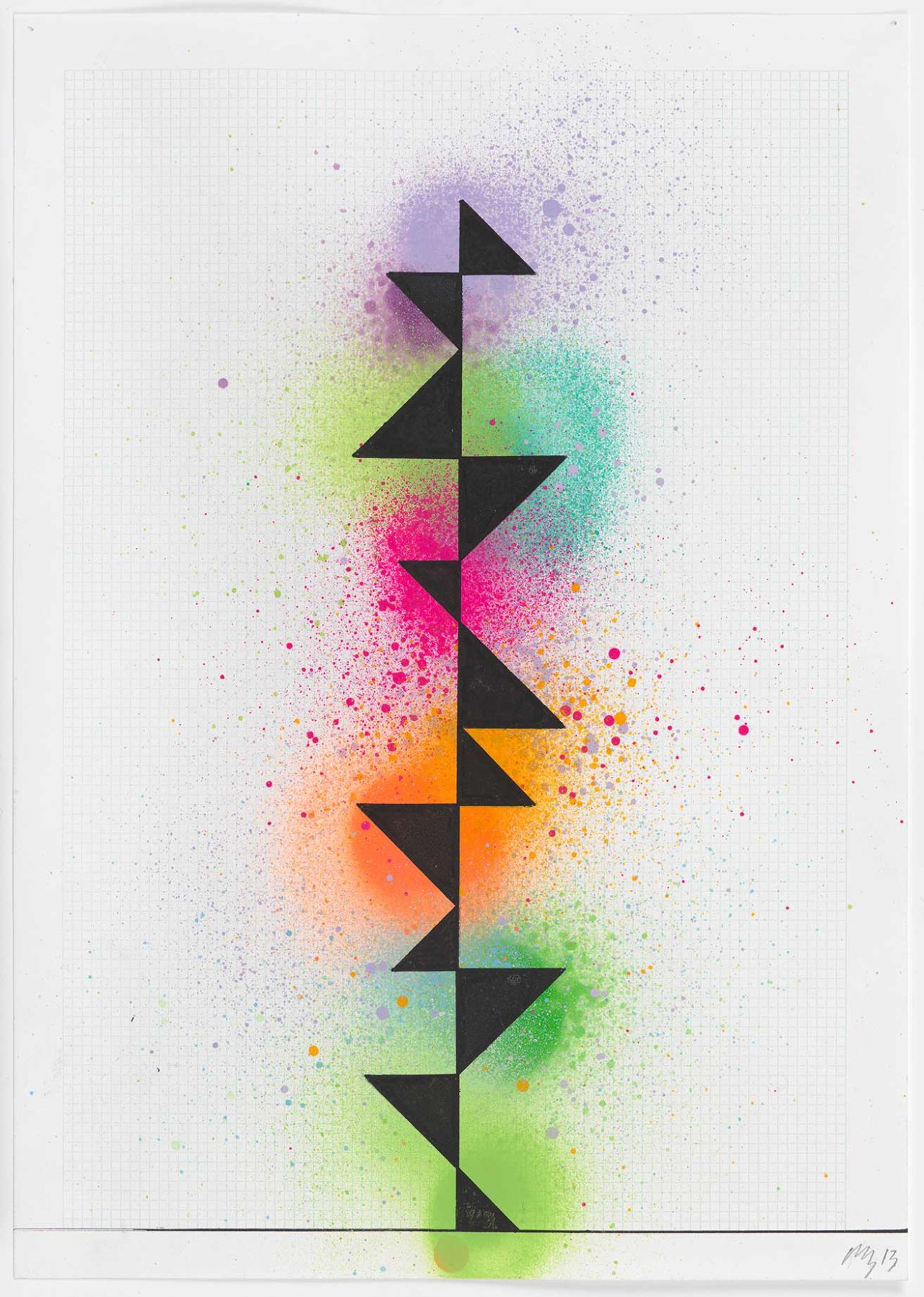 David Batchelor used spray paint, gouache and ink on graph paper to produce this untitled piece in 2013.