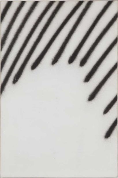 Martin Barre's early experiments with the medium have inspired contemporary artists such as David Ostrowski. He spray painted these lines on canvas in 1967.