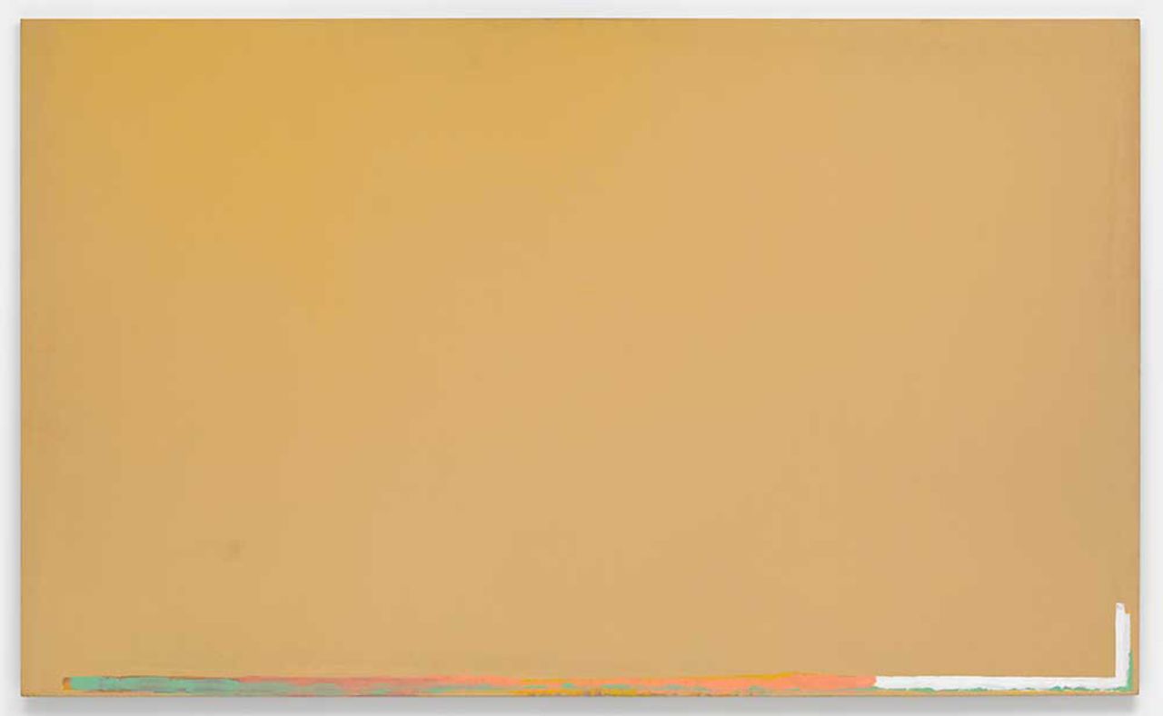 Juels Olitski said what he wants from his paintings "is a spray of color that hangs like a cloud but does not lose its shape." This piece, entitled "Gold" was conceived in 1967. 