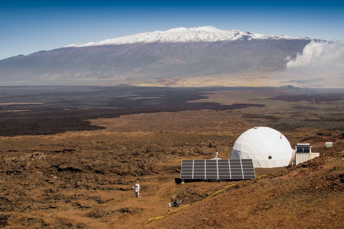 This photo, provided by the University of Hawaii at Manoa HI-SEAS Human Factors Performance Study, shows the scientists' dome home, on the bleak slopes of dormant volcano Mauna Loa near Hilo on the Big Island of Hawaii, on March 10, 2015. 