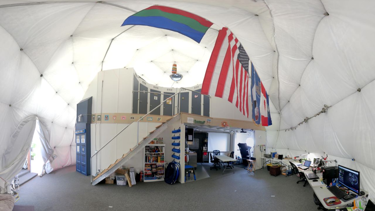 This April 9, 2015, photo provided by the University of Hawaii at Manoa HI-SEAS Human Factors Performance Study shows the interior of the dome in which the scientists lived for eight months.