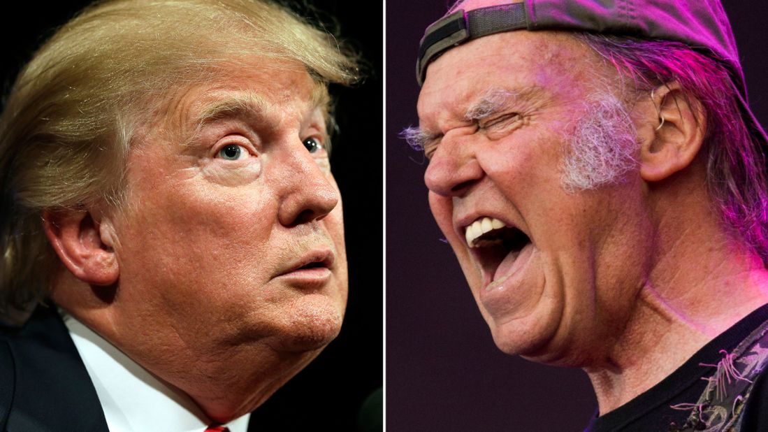 <a href="http://www.cnn.com/2015/06/16/politics/donald-trump-2016-neil-young-song/index.html">Neil Young was not happy</a> that Republican presidential candidate Donald Trump chose to use his song "Rockin' In The Free World" when he announced his candidacy. 