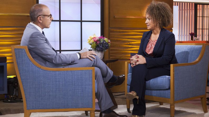Matt Lauer interviews Dolezal on the "Today" show on Tuesday, June 16. Dolezal revealed that <a href="index.php?page=&url=http%3A%2F%2Fwww.cnn.com%2F2015%2F06%2F16%2Fus%2Fwashington-rachel-dolezal-naacp%2F" target="_blank">she started identifying as black</a> around age 5, when she would draw self-portraits with a brown crayon. She told Lauer she "takes exception" to the contention that she tried to deceive people.