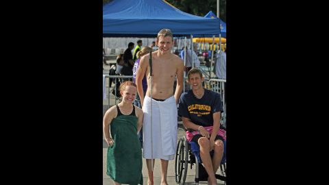 Drake (center) with fellow para-swimmers.  "Everyone has a disability. Mine just happens to be blindness," he says. "But you can't let your disability define you. ...It's just part of your story."