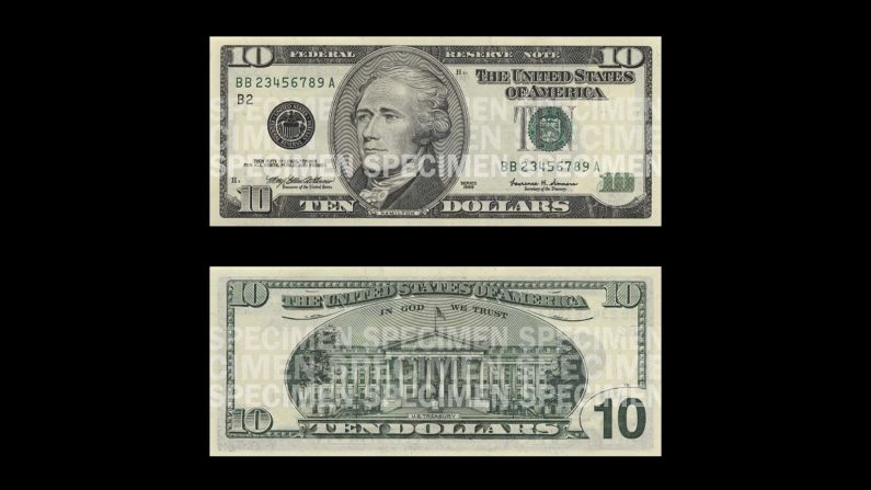Hamilton is one of two non-Presidents to be featured on current U.S. currency. The other is Benjamin Franklin, whose face is on the current $100 bill. Hamilton's portrait is the only one on current notes where the subject is facing left (unless you count Woodrow Wilson's $100,000 note appearance). 