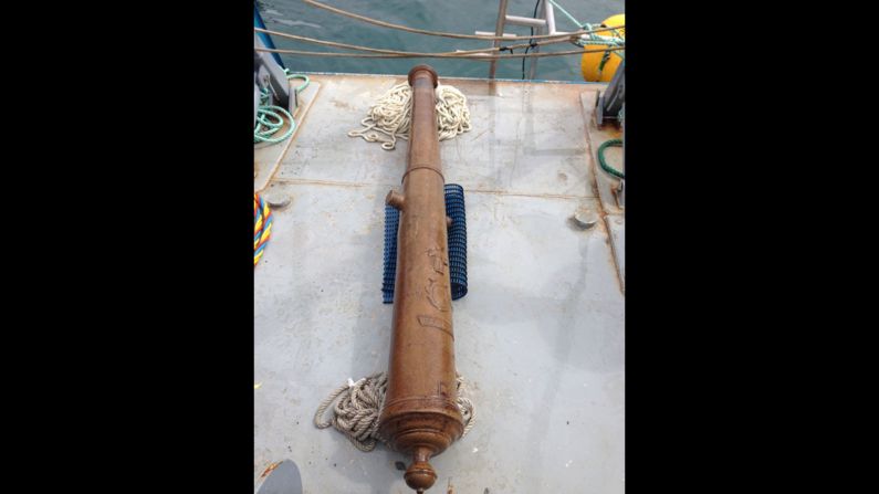 One of the cannons brought to the surface bears the date 1570 -- the same year as La Juliana, a merchant ship, was built.