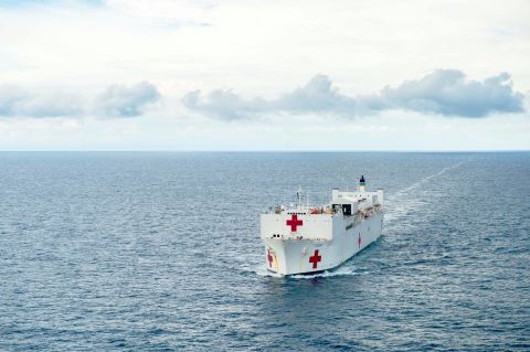 With more than 700 medical personnel, 5,000 units of blood and 12 operating rooms, the USNS Comfort is the world's biggest hospital ship.