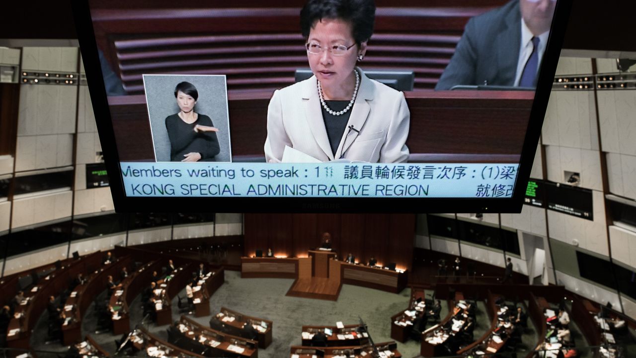 Chief Secretary Carrie Lam told the legislature she was "sad" and "disappointed" at the vote's defeat.