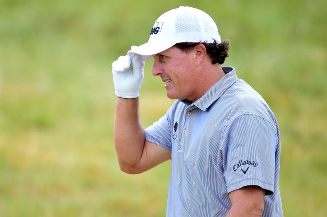 Phil Mickelson was one of the first players on the course at the U.S. Open Thursday and started strongly before fading as his round progressed.