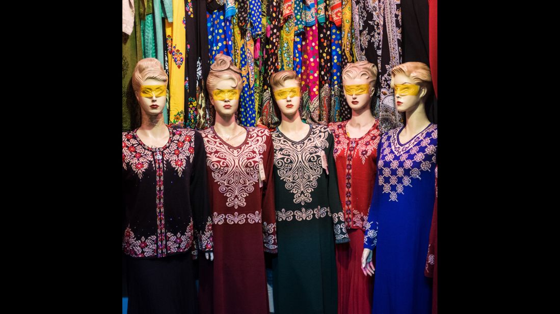 Mannequins inside a shop of the Grand Bazaar in Urumqi.