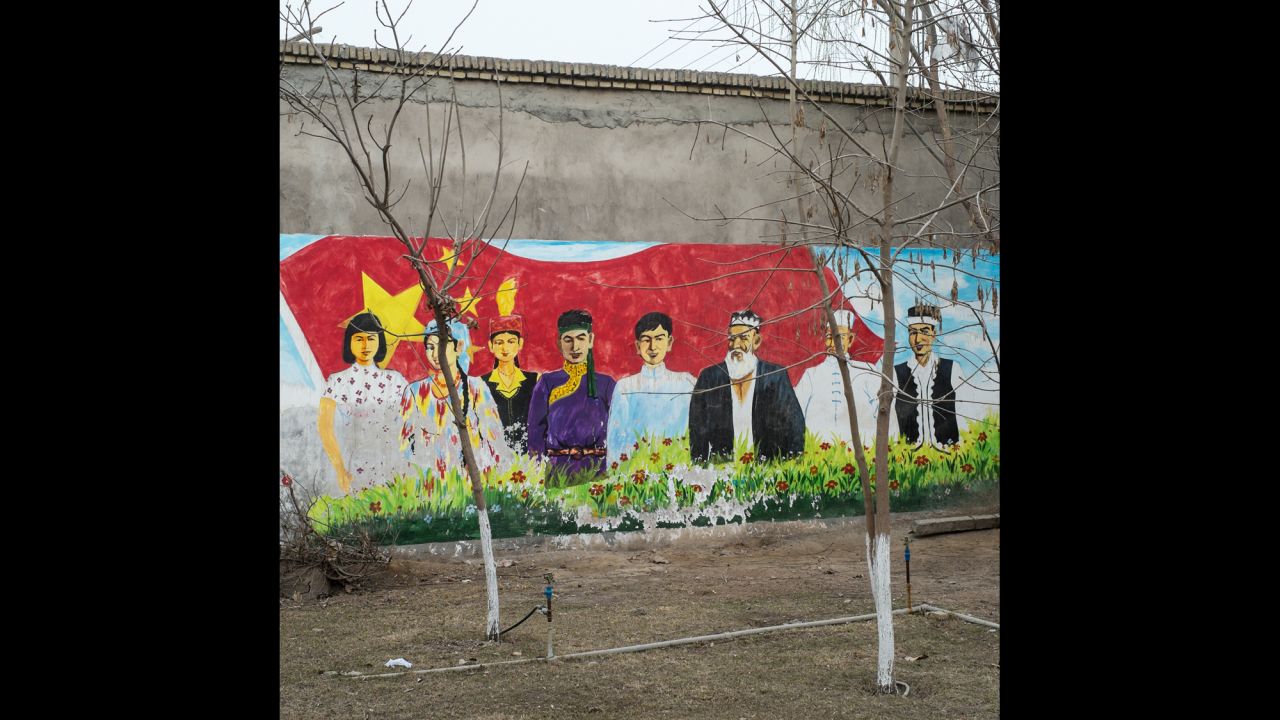 A painted wall in Kuqa, China.