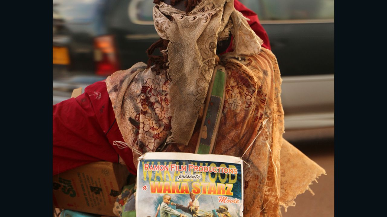 Sometimes Wakaliwood actors get into character to gain some extra attention while selling the films.