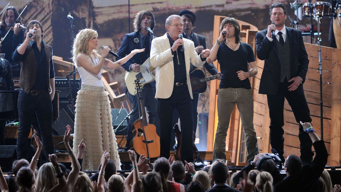 During the 2012 Grammy Awards, Campbell was presented with the Recording Academy Lifetime Achievement Award.  He performed with the Band Perry and Blake Shelton as they paid tribute to his exceptional career. The year prior, in 2011, Campbell revealed that he had been diagnosed with Alzheimer's disease and would be embarking on a farewell tour.
