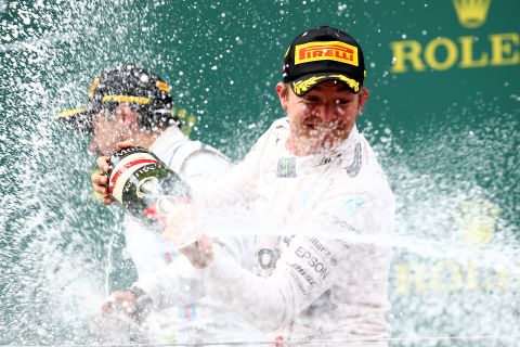 Rosberg enjoys the spoils of his superb victory at the Austrian Grand Prix.