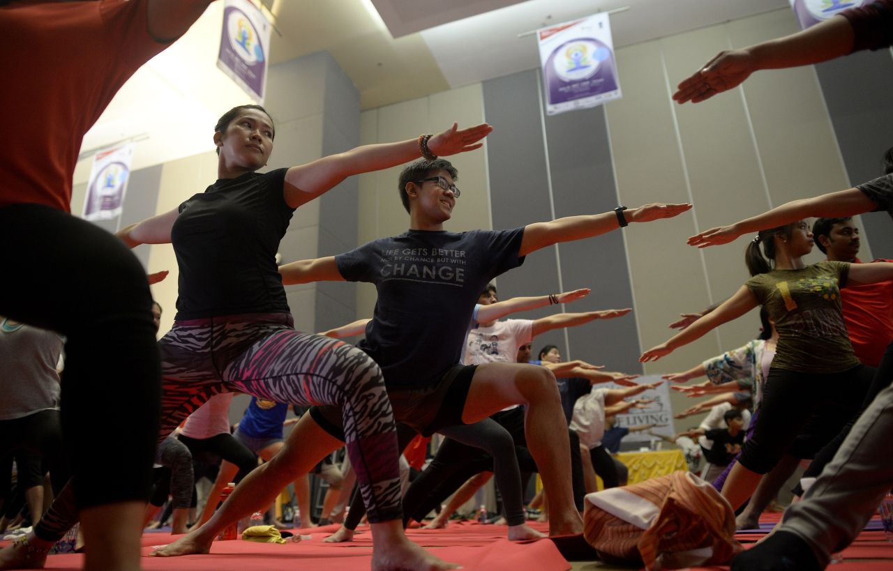 Participants mark International Day of Yoga in Manila, Philippines.
