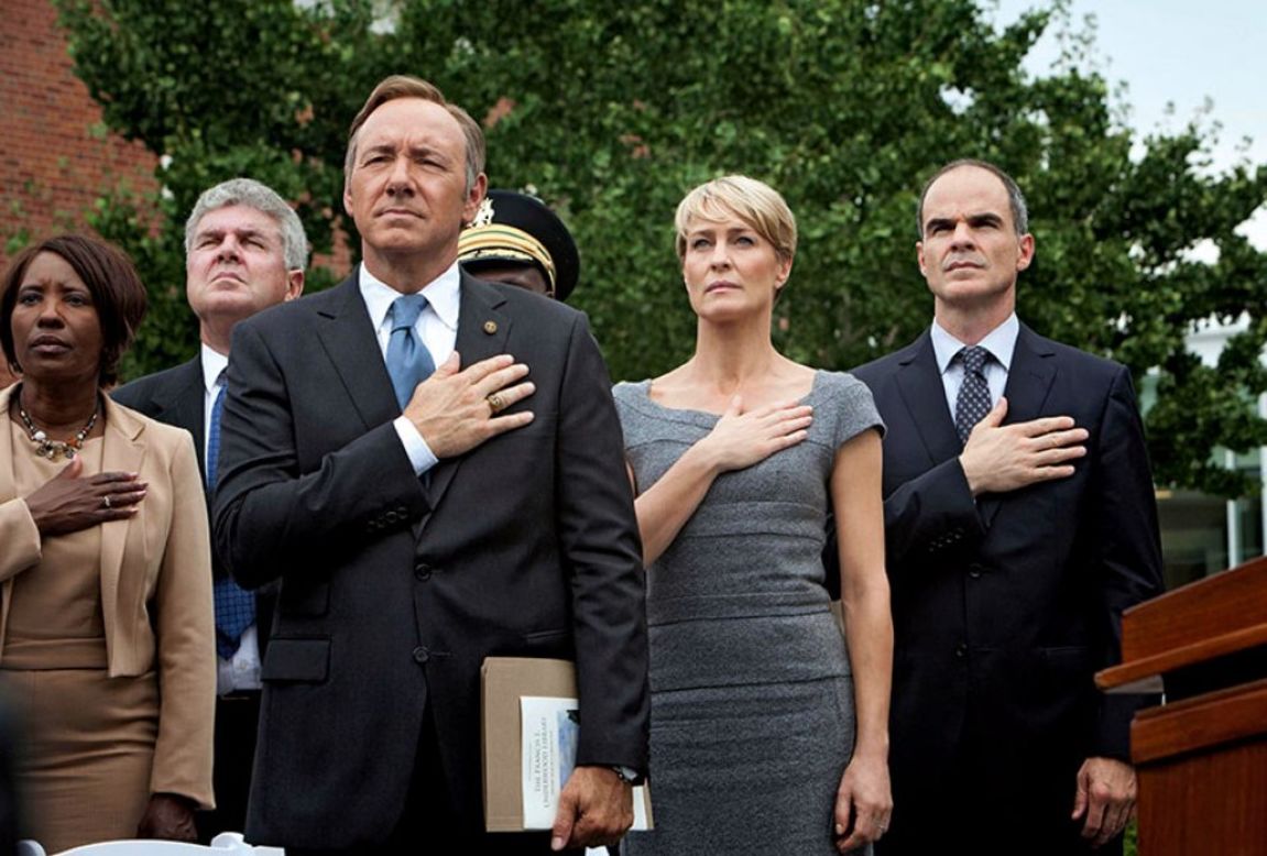 "House of Cards" stars Kevin Spacey, center left, as a conniving congressman who manipulates his way to the presidency. The show marked Netflix's entry into the original programming business and helped make the service a force in entertainment.
