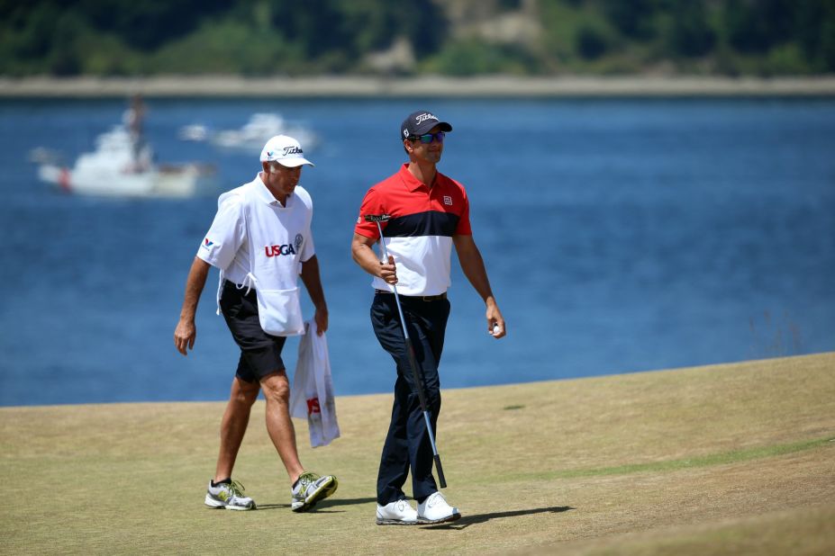Australia's Adam Scott carded a best of the week 64 to move to three-under-par on the final day of the U.S. Open.