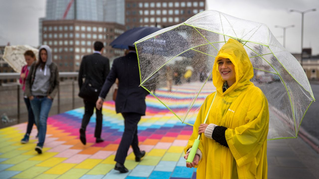 The installation brightened an otherwise dreary morning for London commuters.