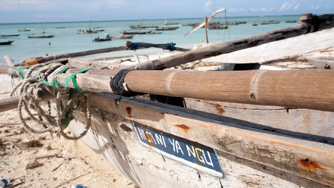 Turtle-friendly fishermen work along Zanzibar's Nungwi shoreline.