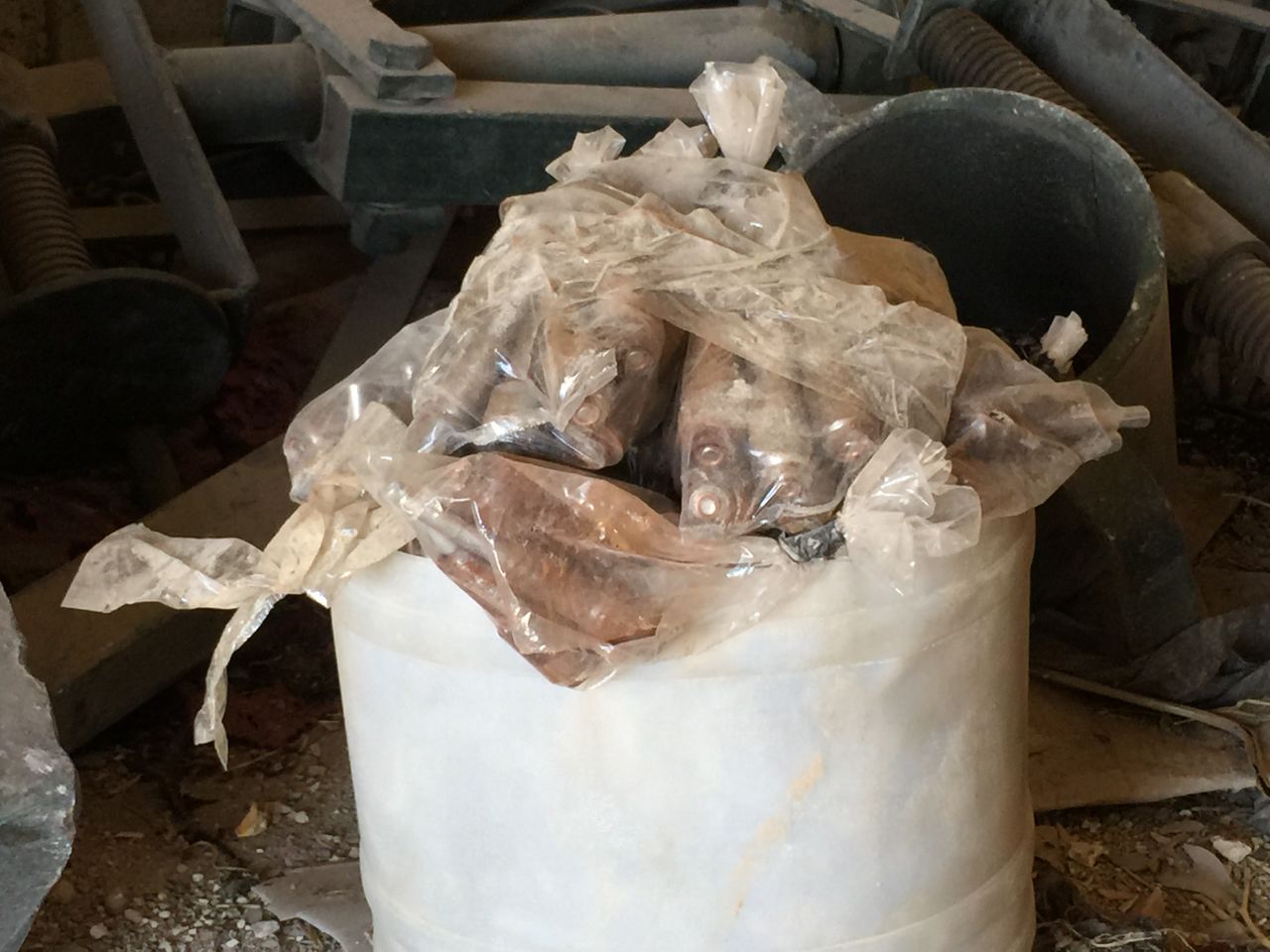 ISIS detonator caps, part of the cache of explosives and weapons discovered by Kurdish troops in Tal Abyad.  