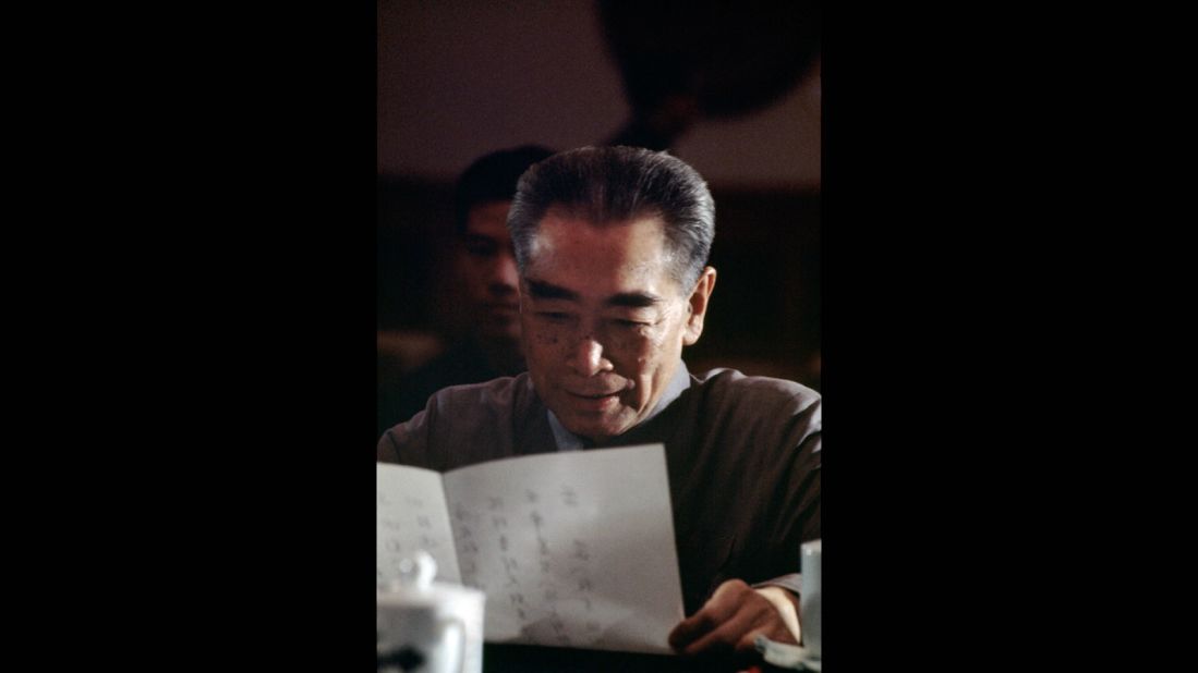 Barbey also captured this unguarded moment of Zhou. "He's not reading a speech, he's looking at the menu, and you can see on his face he's quite happy about what he's about to have for dinner."